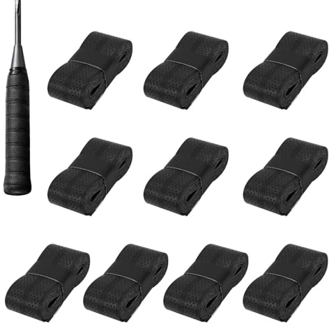 GETRICH 10 Pièces Grip Tennis, Grip Raquette Badminton, Noir, 110 * 2.5CM | Noir, Surgrip Tennis Absorbant, Grip Raquette Tennis pour Raquette de Badminton, de Pêche, de Squash