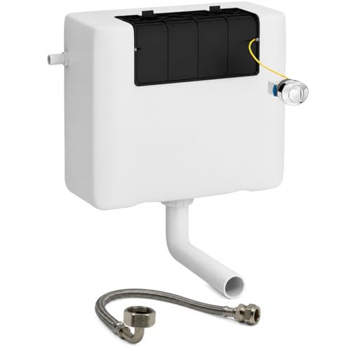 Concealed Cistern Dual Flush 3/6L, Back to Wall Toilet Cistern - Hulthor | Compact Concealed Toilet Cistern With 3/6L Dual Flush, WRAS Valves, Chrome Button & Bent 15mm Flexi Hose