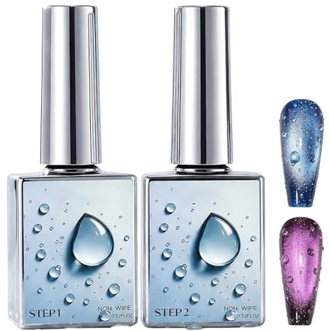 3D Nail Gel, 3D Water Drop Gel Top Coat Set (2 × 15ml) – No Wipe, Raindrop Bubble Effect, Gél 3D Nail Art pour Ongle & Colle à Ongles Sculpting Gél Polish pour Nail Charms Design dans le Salon DIY
