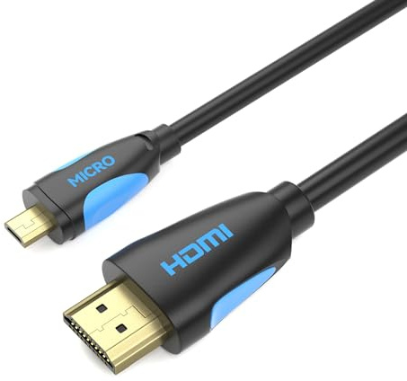 JAMEGA - 1m Micro HDMI-Kabel 2.0 | 4K Ultra HD 2160p / Full HD 1080p | 3D / ARC/CEC/HDR | High Speed mit Ethernet kompatibel mit Raspberry Pi 4, Gopro, Lenovo, TV, PC, Notebook