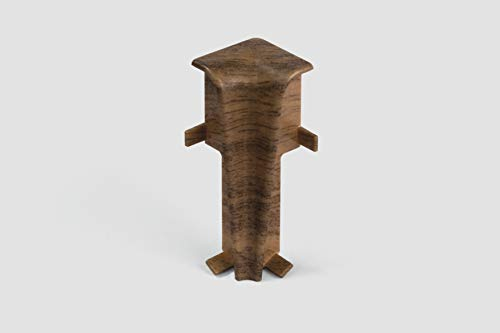 EGGER Innenecke Sockelleiste Nußbaum braun für einfache Montage von 60mm Laminat Fußleisten | Inhalt 2 Stück | Kunststoff robust | Holz Optik dunkel braun