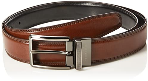 Perry Ellis Men's Portfolio Double Stitched Leather Reversible Belt (Sizes 30-42 Inches), Brown/Black, 34