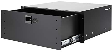 Infitronic 19 Zoll Rackschublade 4HE Aluminium Vollauszug – Premium Netzwerkschrank Schublade mit Zahlenschloss, Kabeldurchlass & Lüftung, 25kg Traglast, Leichtbau, Schwarz INRS214A