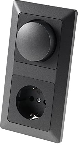 ChiliTec LED Dimmer Steckdose MILOS Kombi Unterputz, Anthrazit | Für dimmbare LED-Leuchtmittel, 2-fach Rahmen
