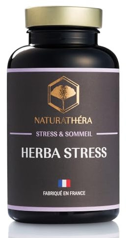 Naturathéra HERBA STRESS - Sans accoutumance - Complément Alimentaire Anxiété, Fatigue & Sommeil - Extrait Sec - 150 Gélules - Fabriqué en France - Vegan - Sans Additifs Allergènes OGM