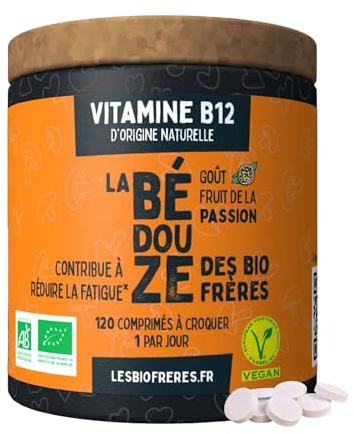 Les Bio Frères - Vitamine B12 Bio Végane d’Origine Naturelle - Énergie, Vitalité & Réduction de la Fatigue - Système Nerveux & Immunitaire - Cure 4 Mois (120 Comprimés) (Passion)