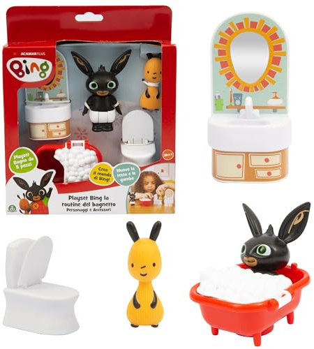 Giochi Preziosi - Bing Il Playset Che Rappresenta La Routine del Bagnetto Contiene 2 Personaggi Bing E Flop E Set Bagno, per Bambini A Partire dai 3 Anni,Bng50000