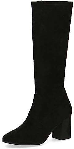 CAPRICE Damen Hohe Stiefel mit Absatz Memotion bis zum Knie Blockabsatz Weite G, Schwarz (Black Stretch), 36 EU