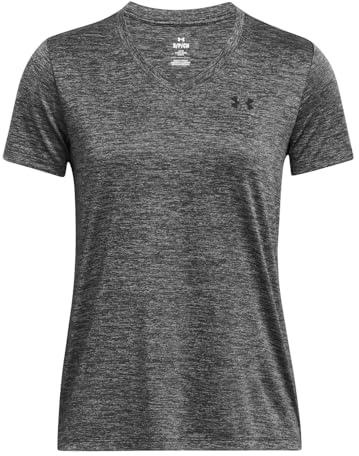 Under Armour Women's Tech Twist Short Sleeve V Neck, 025 Gray, XXL