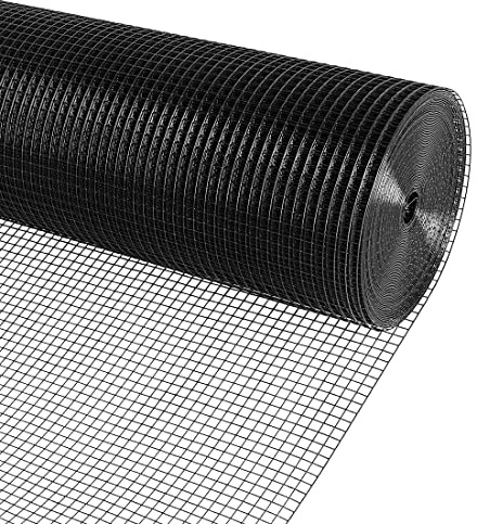 KANERS Black PVC Vinyl Coated Wire Mesh Hardware Cloth 1/2 in 36”x50’ 19 Gauge, Welded Wire Fencing Chicken Wire Mesh Roll Cage Wire Netting…