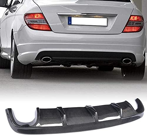 PRMTYUP Auto Heck Diffusor für Mercedes Benz W204 C300 C350 Sport Sedan 2008 2009 2010 2011, Auto Heckstoßstange Spoiler Heckspoiler Kohlefaser Stoßstange Schützen Abdeckung Auto Zubehör