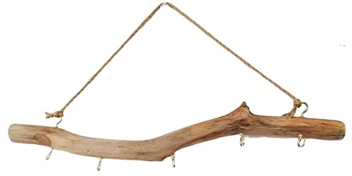 Folpus Wooden Hook Wall Hanging Driftwood Hook Hardware Centerpiece Easy to Use Sturdy Branch Hanger Rack for Headphones Hats Small Items Keys Scarves