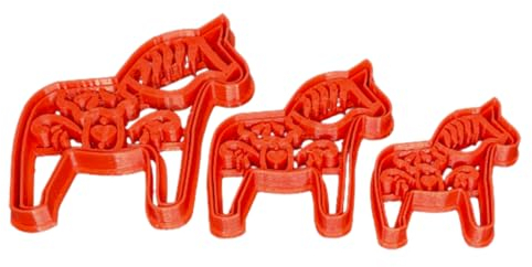 Dalapferd Ausstechform Cookie Cutter, Ausstecher inkl. Stempel (Rot, S: 6 x 6,4 x 1,2 cm)