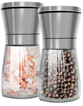 Salt and Pepper Grinder Set, Adjustable Coarseness Coarse & Fine Salt Shakers, Salt and Pepper Mills [Without Spice Content]