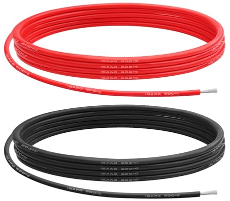16 Gauge Silicone Wire 16 AWG Electrical Cable 5M (2.5m Red & 2.5m Black) | Soft & Flexible 252 Strands of 0.08 mm Tinned Copper High Temperature Resistant Wire for Arduino Projects/RC Cars/Boat/Drones
