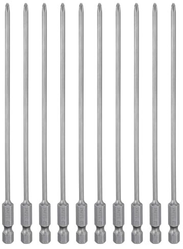 sourcing map Lot de 10 embouts de tournevis cruciformes PH1 à tige hexagonale de 150 mm de long magnétique en acier S2 de qualité industrielle Tige de 3 mm