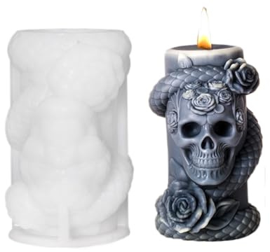 JS MOLD Halloween Totenkopf Kerzenform,Silikonformen Kerzen Halloween Totenkopf Kerzenformen zum Gießen,Silikonform Gießformen Kerzen für Cosplay, Karneval, Halloween Deko (C)