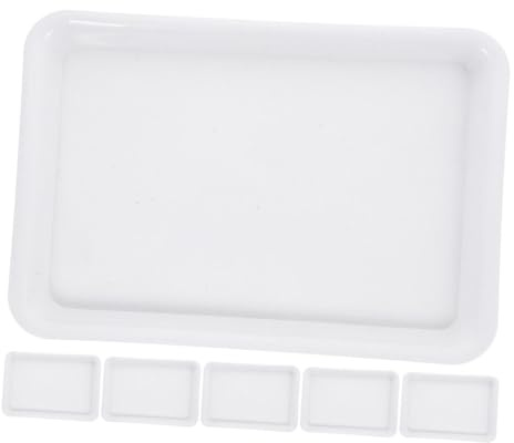 ANDRESLAD Haute Dureté Lot de 6 pour Plantes Plateaux Rectangulaires en Plastique PP Blanc Protège Sol et Surface, pour Jardinage et Pots de Fleurs