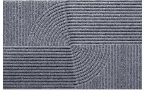 Entrando Fußmatte mit Struktur und Wellendesign - 45x75 cm - rutschfest, robust vor Abnutzung, pflegeleicht - ideal für Haustür oder Flur (Grau)