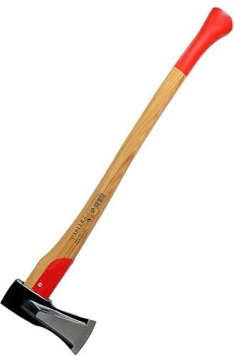 sopomarkt24 Spaltaxt Holzaxt 2000g mit Sicherheitshülse, ergonomischer USA Hickoryholz-Stiel, 3-fache Sicherheitsverkeilung, hohlgeschmiedete Spreizkeile, polierte Schneide, Made in Germany