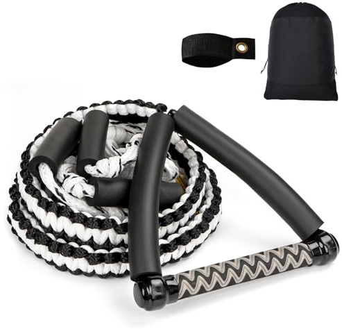 ASVAEVAS 25FT Wakesurf Rope and Handle, 6 Sections Adjustable Floating Surf Tow Ropes, Braid Surf Rope for Wake Surfing, Water Sports