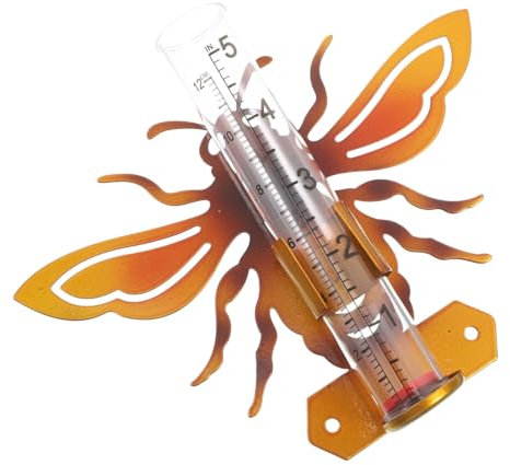 TOBBOMEY Jauge De Pluie Fer Décorative Abeille Pluviomètre Extérieur avec Tube Verre pour Mesure Précise Et Adapté à Toutes Les Conditions Météorologiques pour Votre Jardin
