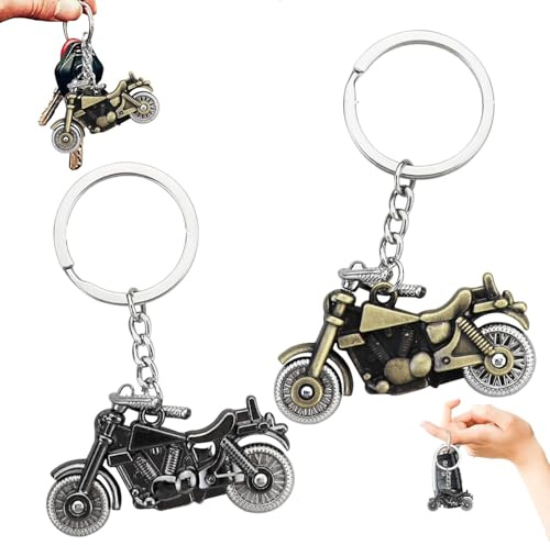 Kisstta 2 Stück Cool Motorrad Schlüsselanhänger, Zinklegierung Schlüsselanhänger, Mini Motorcycle Keychain, Glücksbringer für motorradfahrer, für schlüssel,Rucksäcke schmücken