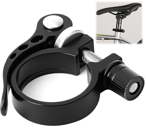 Bike Seat Post Clamp 31.8mm Bicycle Seat Quick Release Tube Clamp Aluminum Alloy Seatpost Collar Release Saddle Clip for MTB Road Folding Casual Track Mountain Bike, Black