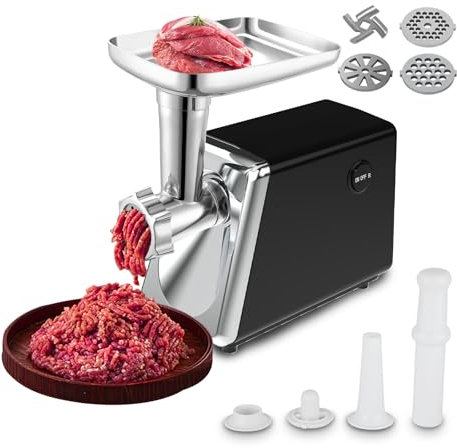 Tritacarne elettrico 1000 W, 3 in 1 multi-funzioni tritacarne, acciaio inossidabile, spingitore per salsicce, 2 kg/min, per cucine domestiche