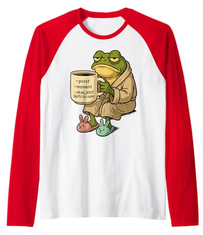 Morgenmuffel Kaffee Schlafshirt Mürrischer Frosch Lustig Raglan