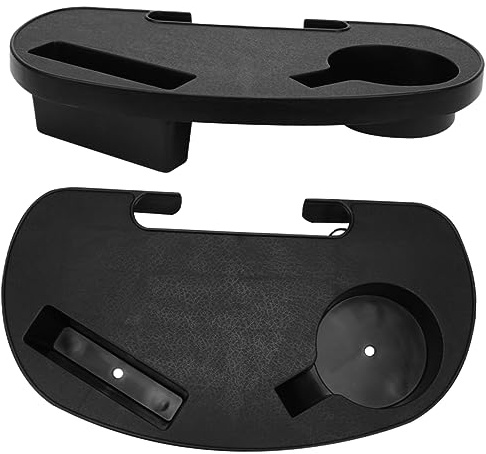 iplusmile 2 Bandejas Portavasos para Sillas Lounge de Plástico Negro, Resistentes Intemperie y Fáciles de Mantener, Ideales para Actividades al Aire Libre y Camping