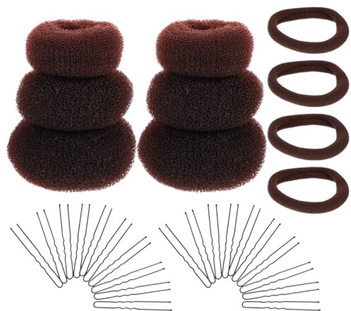 HAMPPLIES Hair Bun Maker Kit Elastic Hair Ties 2 Sets 15Pcs/Set for Wedding Party U-Shaped Clips and Scrunchies