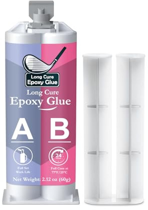 DINGSEN Pegamento de resina epoxi de golf, 60 g de pegamento epoxi para palos de golf, 24 horas de endurecimiento, para todos los palos de golf, cabezas de golf, conductores, putter y hierro, ideal