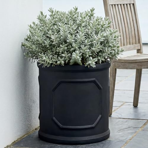 IDEALIST Large Plant Pots 45cm Plant Pot, Faux Lead Reinforced Stone 57L | 1 Pack, D45 H45 cm, Inner Top D41 cm, Large Size, Charcoal Grey, Frostproof, Drainage Holes, Lightweight, Chelsea Planter