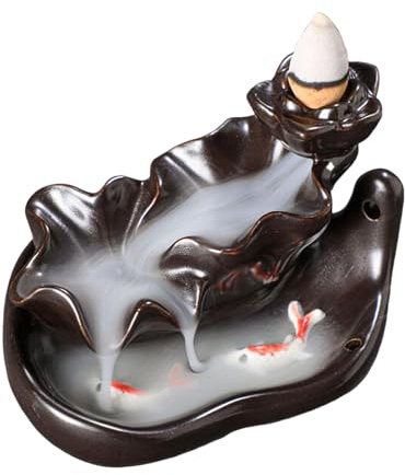 RVERPROS Räucherkegel Wasserfall Rückfluss Räuchergefäß Keramik Räucherwasserfall Backflow Incense Burner Räucherstäbchen Aromatherapie für Büro Home Schlafzimmer Wohnzimmer Meditation Zen Yoga