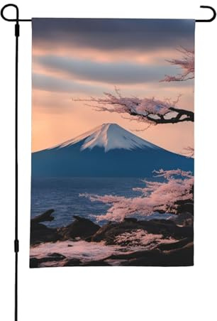 30,5 x 45,7 cm bandiera da giardino con stampa del Monte Fuji del Giappone per esterni, perfetta per San Valentino e decorazioni primaverili