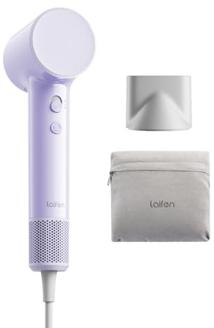 Laifen Air Secador de Pelo Ultra-Ligero 280 g, 200 Millones de Iones Negativos, Secado Rápide en 3 Min, Silencioso 60 dB con Modo Niños & Boquilla Alisadora, Ideal para Viajes (Violeta Pastel)