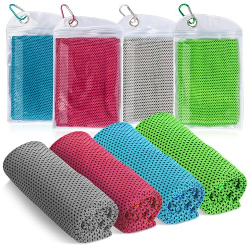 JWTRSVTY Kühlende Handtücher, 4 Stück Sport-Kühlhandtücher, Strandtuch mit Kühlfunktion Cooling Towel fürs Training Fitness Sport Yoga