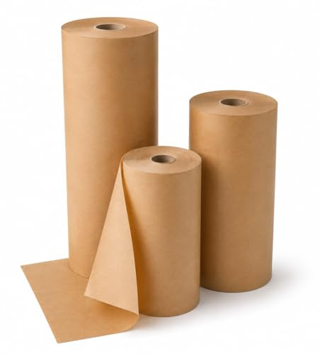 HELGUEFER - Bobina de Papel Kraft Marrón | Rollo de 110 cm de Ancho x 350 M.L. de Longitud | Gramaje de 80g/m² | Material Reciclable y Biodegradable | Ideal para Embalar, Empaquetar y Manualidades