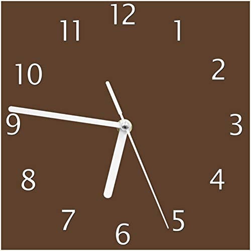 Wallario Design-Wanduhr Braun aus Glas, Motiv-Uhr Größe 20 x 20 cm, weiße Zeiger