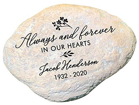 GiftsForYouNow Engraved Always and Forever in Our Hearts Memorial Garden Stone, 11.5 by 8.25