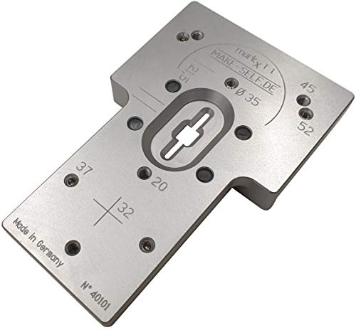 Toolioo, Ankörnlehre/Bohrlehre für aufschlagende Topfbänder– präzises Ankörnen ohne Messen, robuste Körnerlehre aus Aluminium