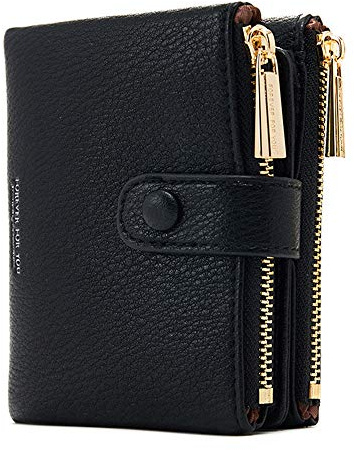 Damen Geldbeutel,PU Leder Portemonnaie Kleine Brieftasche Geldbörse Für Frauen (Schwarz)