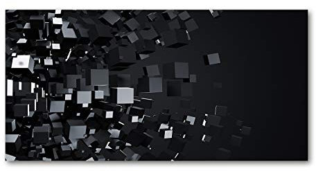 Tulup Glas-Bild Wandbild aus Glas - Wandkunst - Wandbild hinter gehärtetem Sicherheitsglas - Dekorative Wand für Küche & Wohnzimmer 140x70 - Kunst: modern & klassisch - 3D-Abstraktion - Schwarz