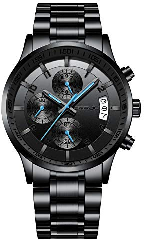 CRRJU Herren Uhr wasserdichte Chronographen Armbanduhr Männer Edelstahlarmband Business Analog Quarzuhr mit Kalender