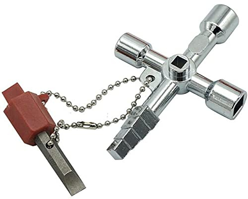 S & S PRODUCTS 4-Way Utility Meter Box Key – Multi-Functional Cross Key Tool for Gas, Water, Electric, Radiator Cabinets, Valves & Switchboards