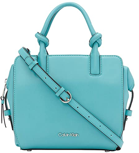 Calvin Klein Damen Oben Tinley Umhängetasche mit Reißverschluss, Türkis/Weiß/Schwarz