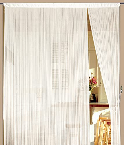 Kaikoon Fadenvorhang Perlweiß Creme 100 cm x 250 cm (BxH) Raumteiler & Türvorhang