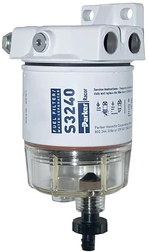 Boot & Motor Benzin Kraftstofffilter/Wasserabscheider mit Schauglas und Ablass 113L / Std.