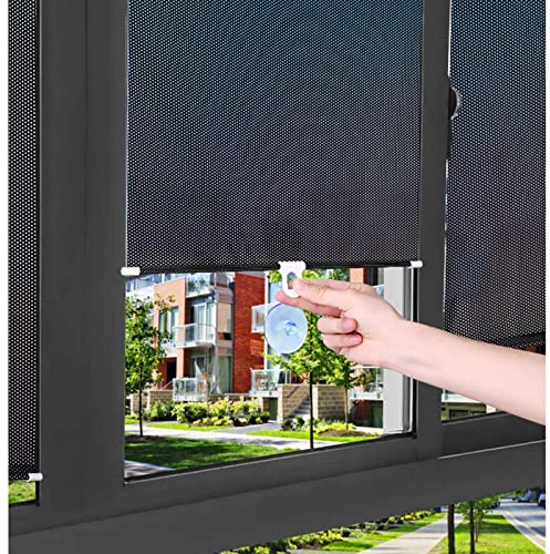 Xrdbfd Tenda a Rullo Oscurante con Ventose Senza Foratura, Tende Avvolgibile Parasole, Tapparelle Oscuranti, Persiane Temporanea a Scomparsa, 50x125/68x125cm, Nero,58x125cm/23 * 49in